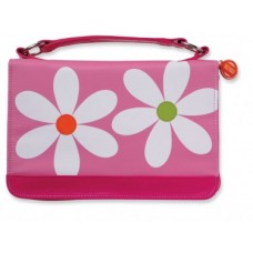 Bible Cover-Microfiber Daisy with Zipper Pocket-Large-Pink