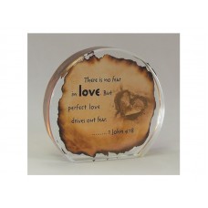  ROUND CRYSTAL BLOCK LOVE 1JOHN 4:18