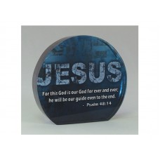  ROUND CRYSTAL BLOCK JESUS, PSALM 48:14